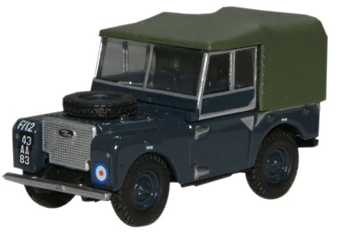 Oxford Diecast 76LAN180004 Land Rover Series i 80 Canvas - RAF Blue / Grey