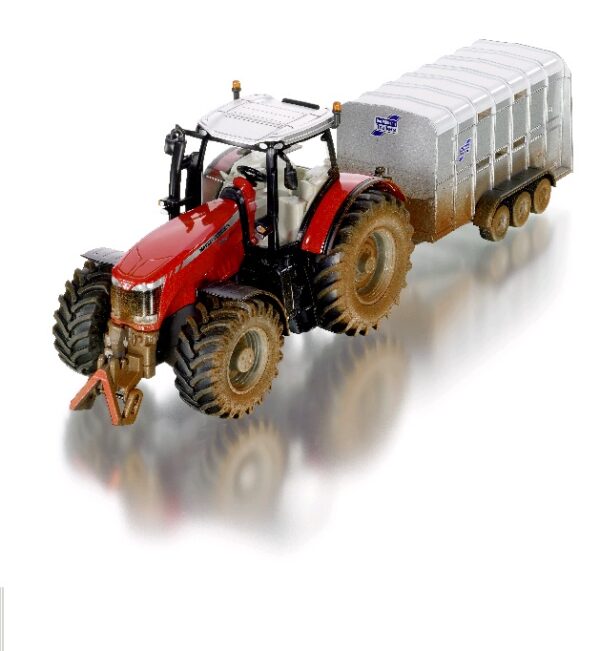 Siku 8608 Massey Ferguson 8608 Tractor Ifor Williams Trailer - Mud Effect 1/32 Scale
